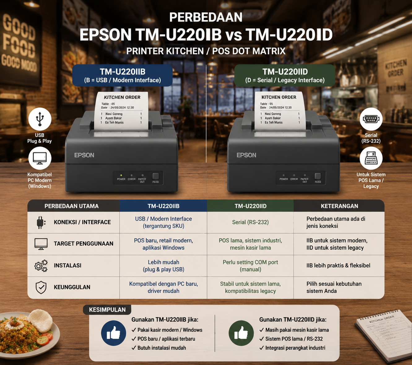 Bedanya TM‑U220IIB & TM‑U220IID