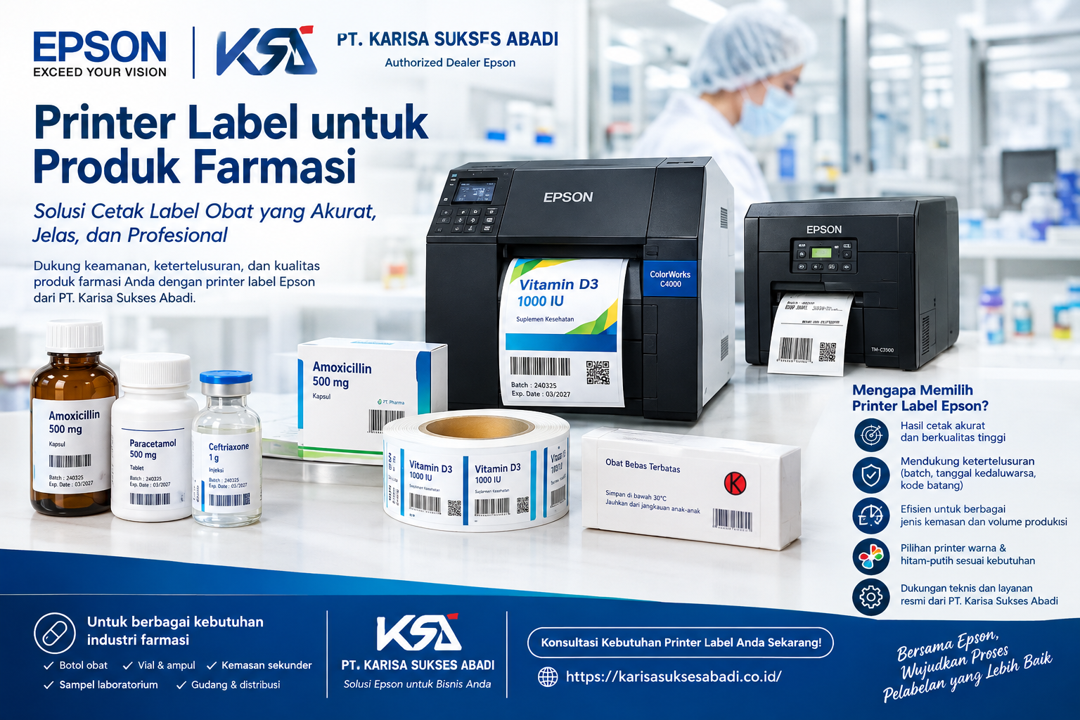 printer label untuk produk farmasi